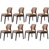 Faux Leather Upholstered Wooden Frame Dining Side Chair Image - 18