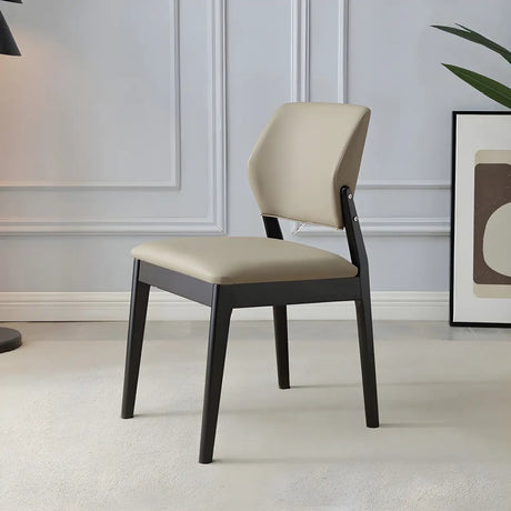 Faux Leather Upholstered Wooden Frame Dining Side Chair Image - 2