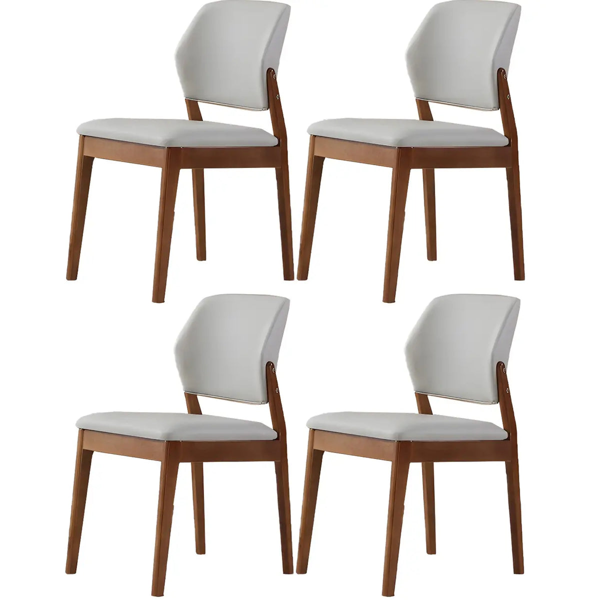 Faux Leather Upholstered Wooden Frame Dining Side Chair Image - 21