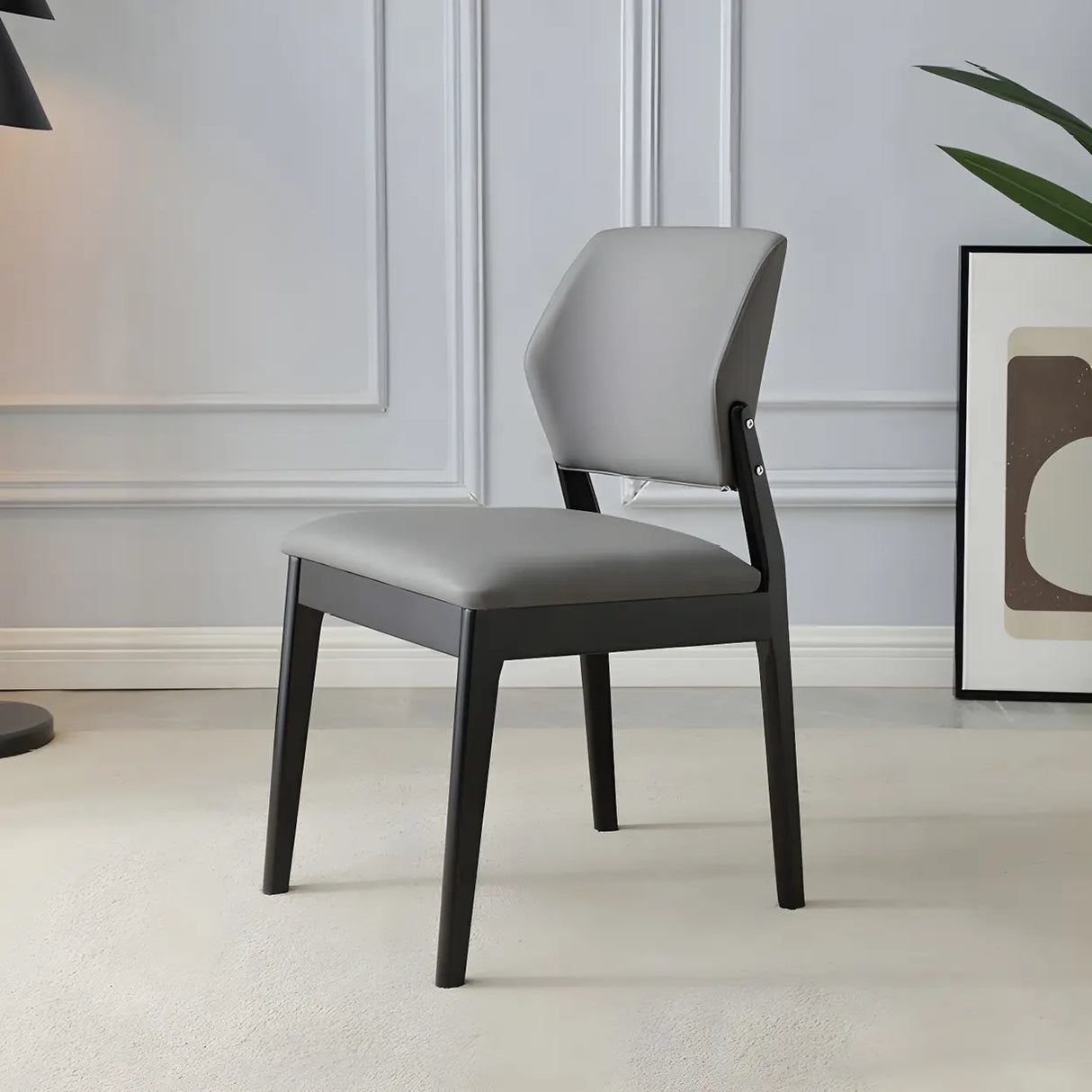 Faux Leather Upholstered Wooden Frame Dining Side Chair Image - 69