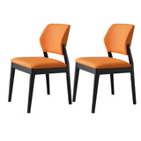 Faux Leather Upholstered Wooden Frame Dining Side Chair Image - 25