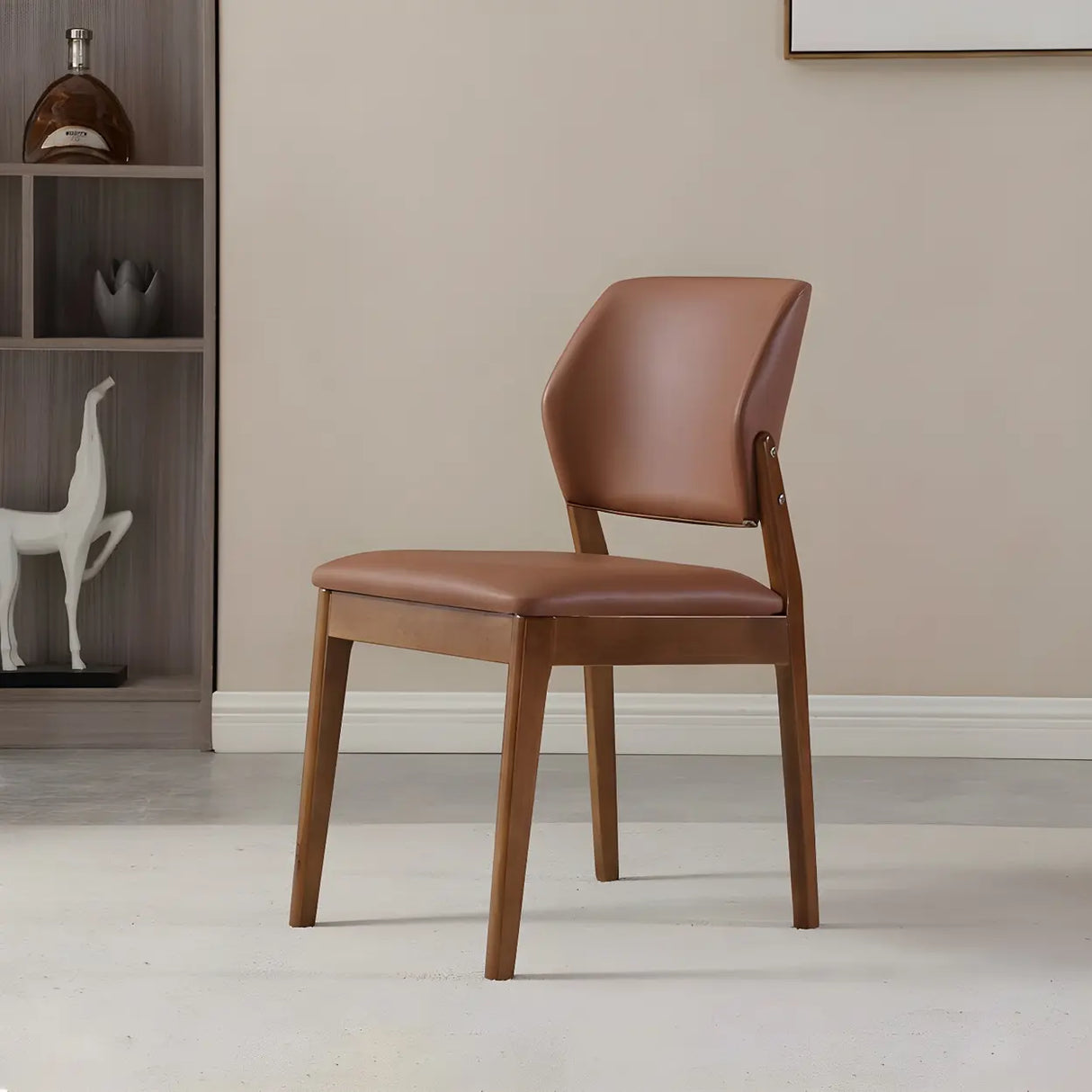 Faux Leather Upholstered Wooden Frame Dining Side Chair Image - 74