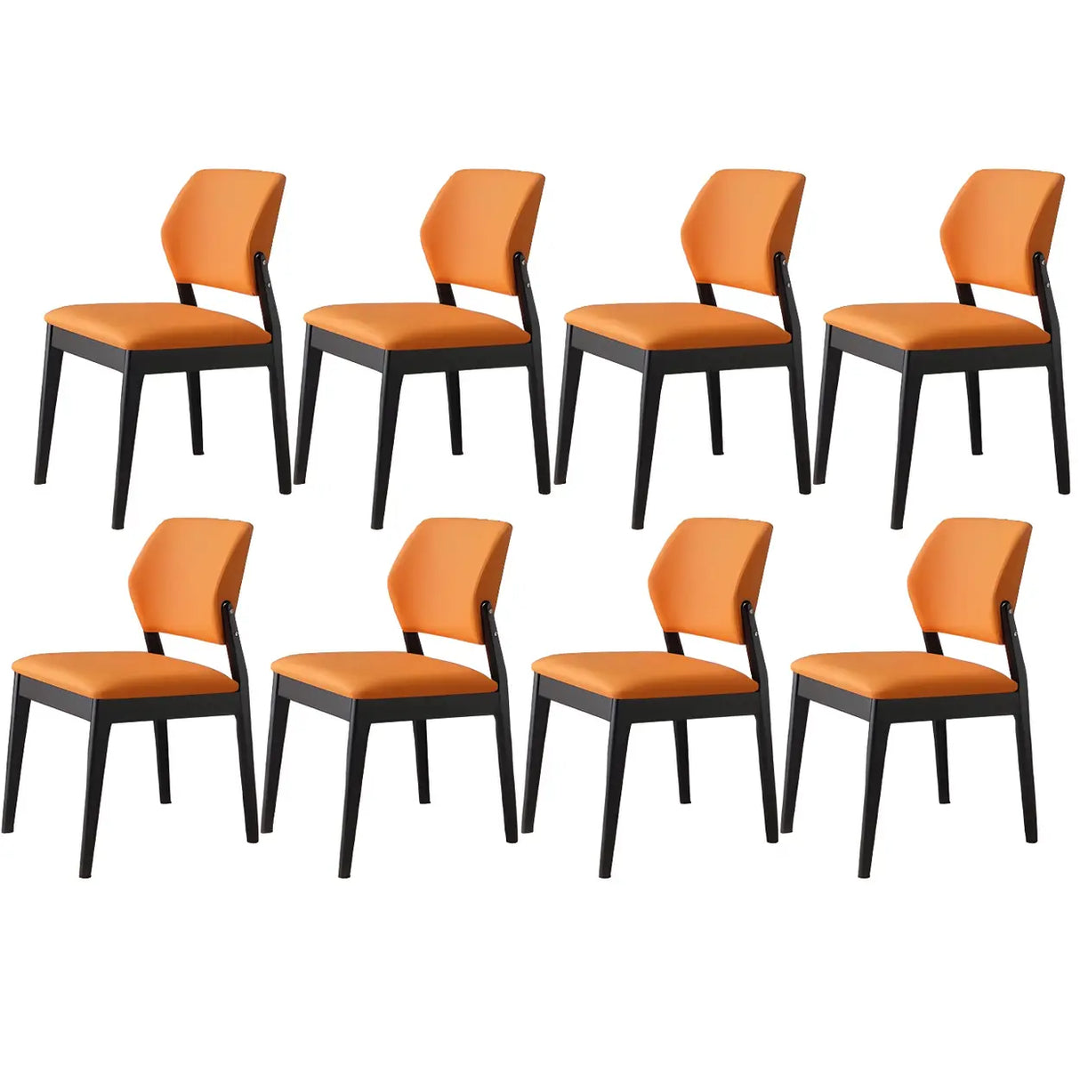 Faux Leather Upholstered Wooden Frame Dining Side Chair Image - 28