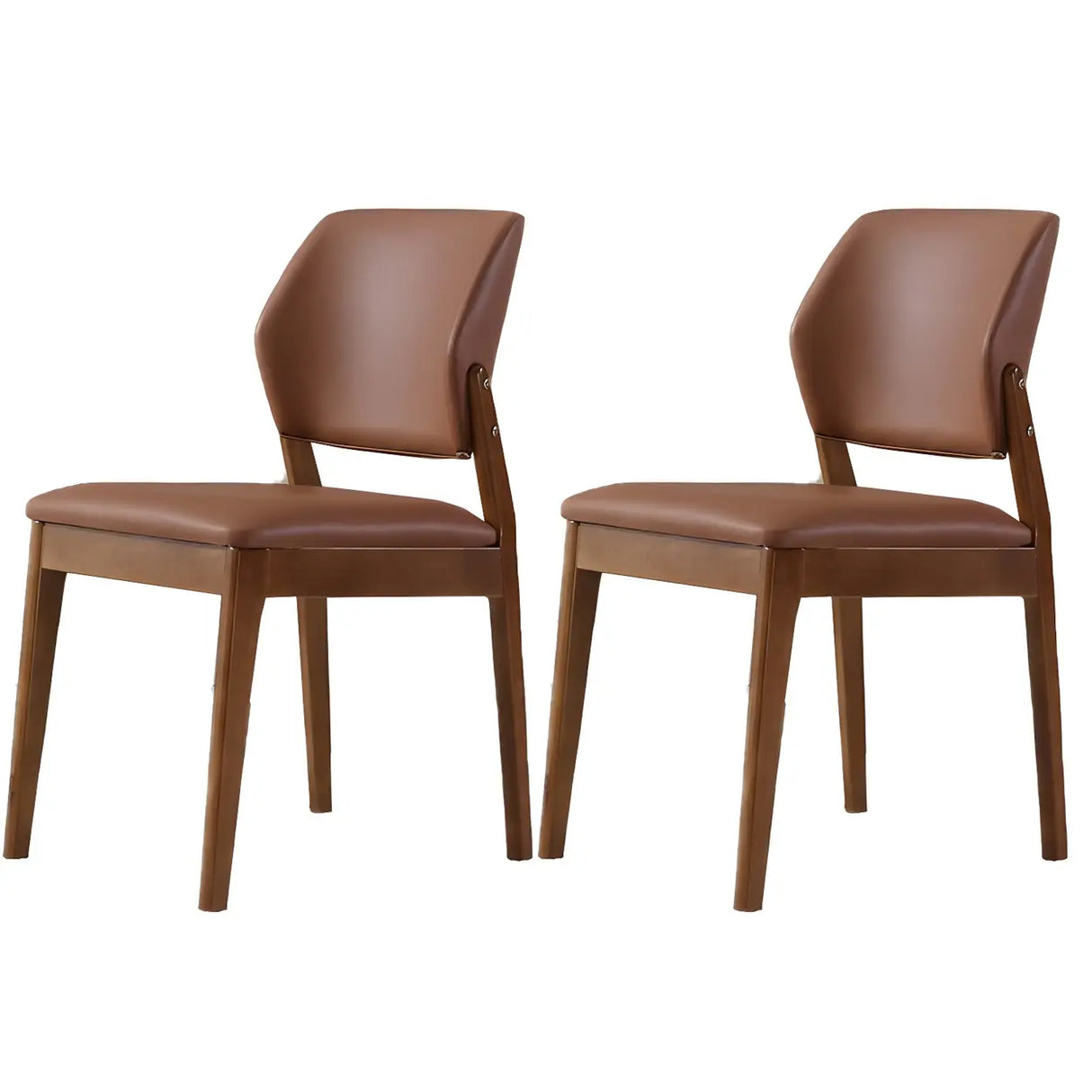 Faux Leather Upholstered Wooden Frame Dining Side Chair Image - 75