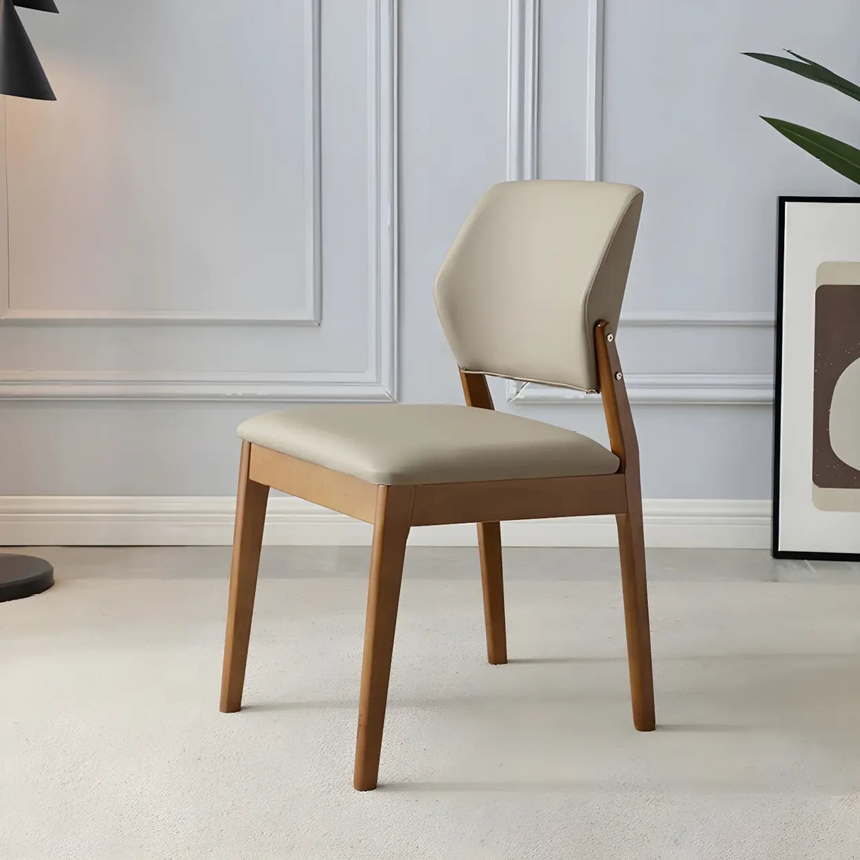 Faux Leather Upholstered Wooden Frame Dining Side Chair Image - 29