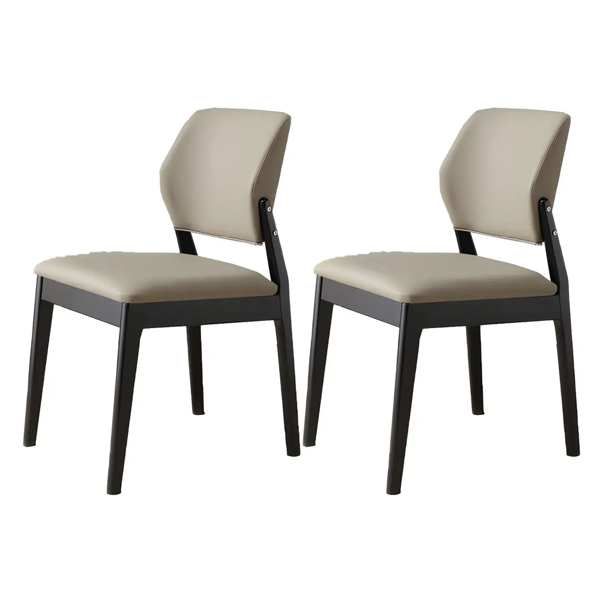 Faux Leather Upholstered Wooden Frame Dining Side Chair Image - 3