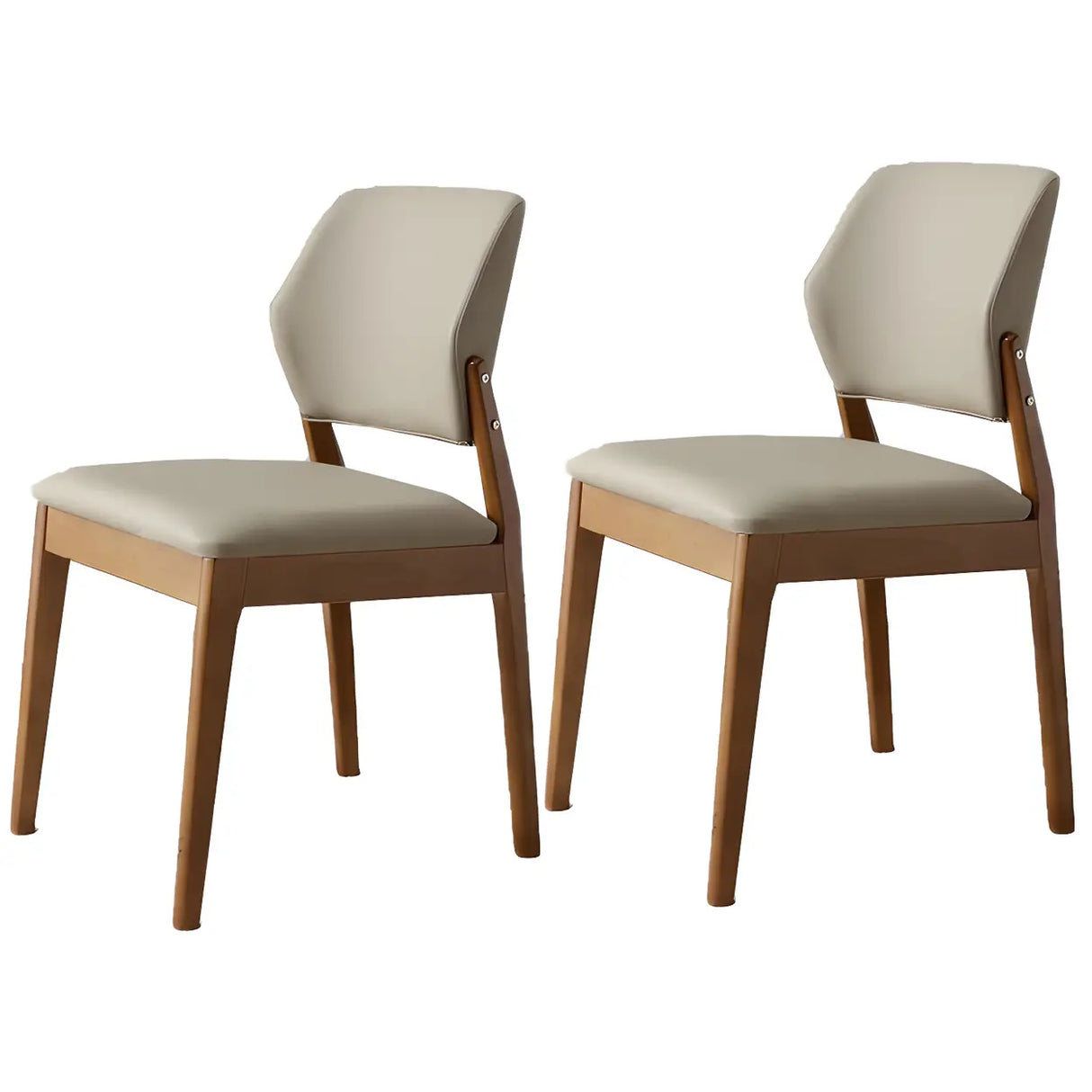 Faux Leather Upholstered Wooden Frame Dining Side Chair Image - 30