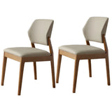 Faux Leather Upholstered Wooden Frame Dining Side Chair Image - 30