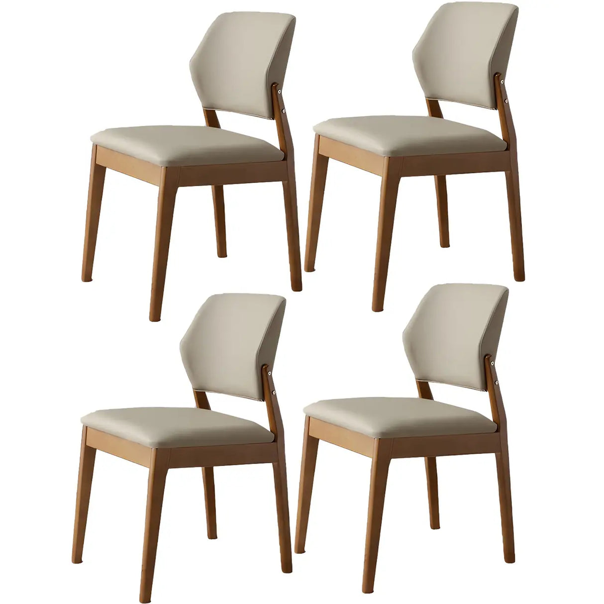 Faux Leather Upholstered Wooden Frame Dining Side Chair Image - 31
