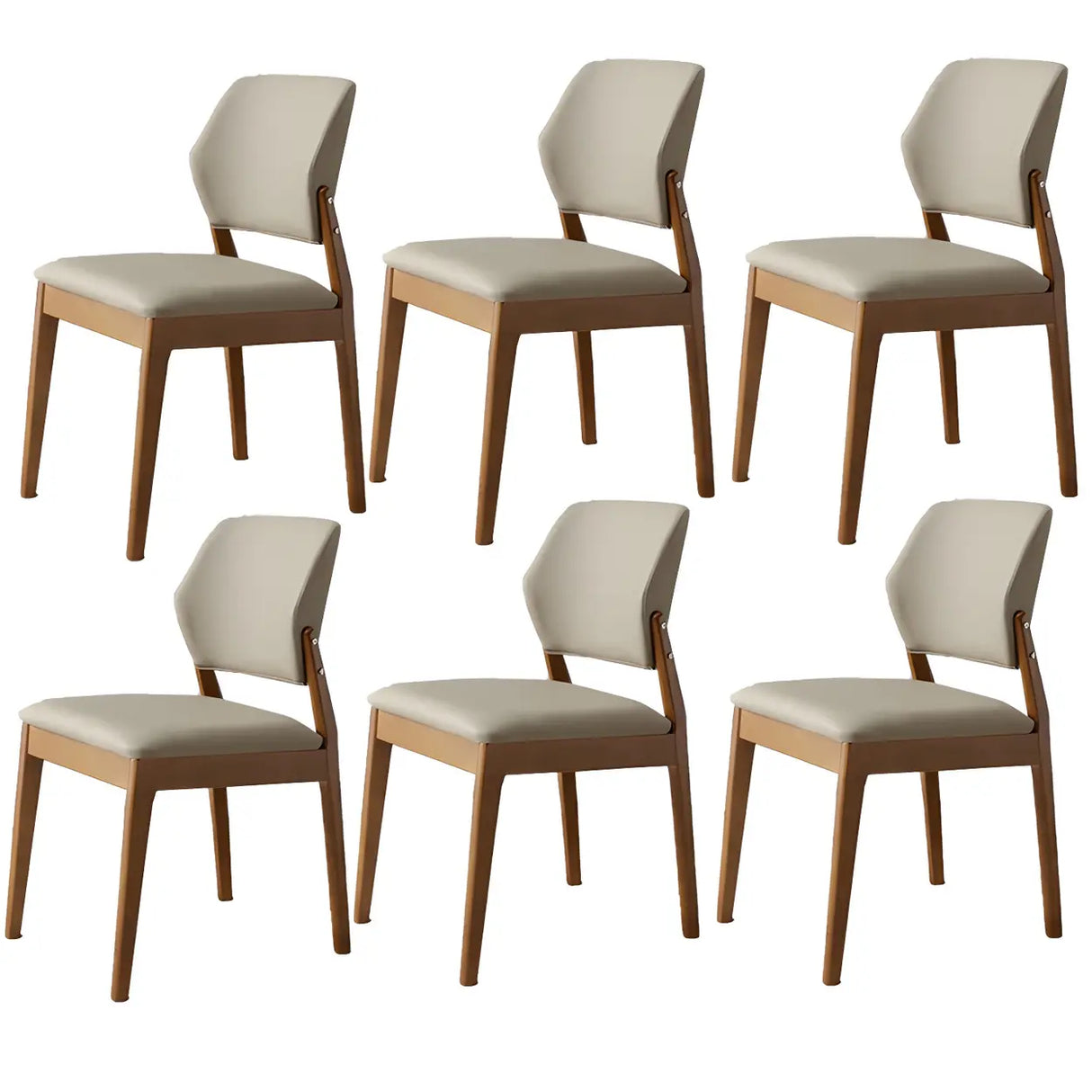 Faux Leather Upholstered Wooden Frame Dining Side Chair Image - 32