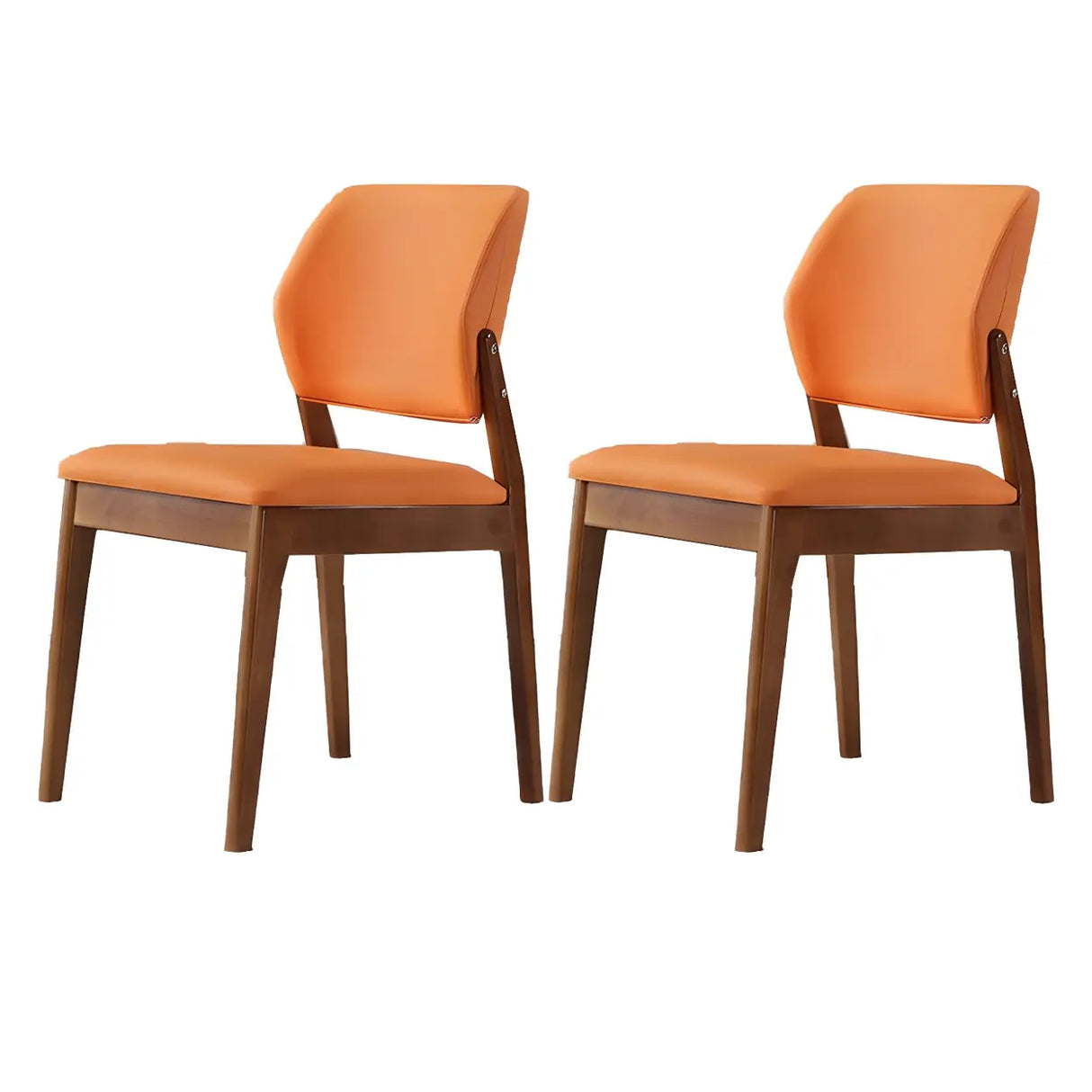 Faux Leather Upholstered Wooden Frame Dining Side Chair Image - 40