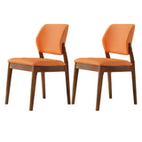 Faux Leather Upholstered Wooden Frame Dining Side Chair Image - 40