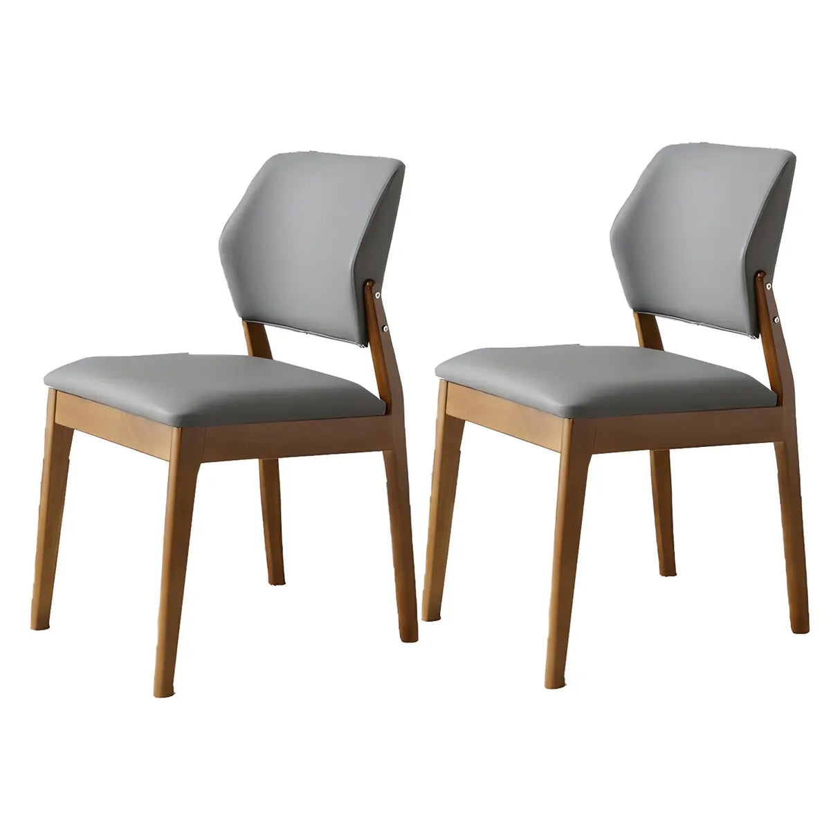 Faux Leather Upholstered Wooden Frame Dining Side Chair Image - 45