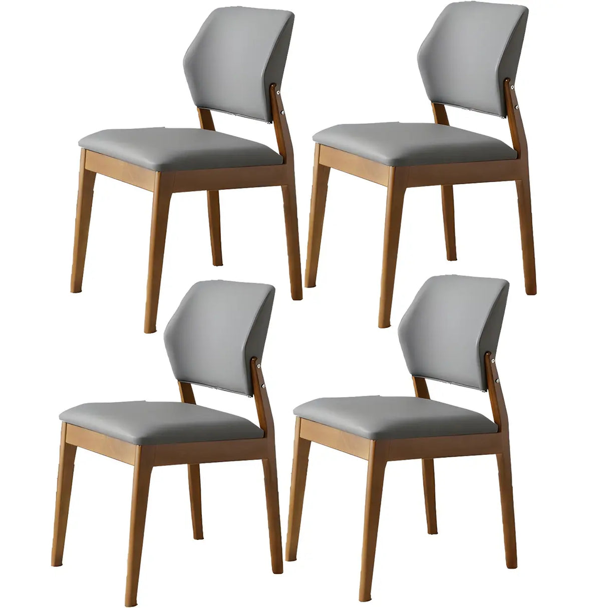 Faux Leather Upholstered Wooden Frame Dining Side Chair Image - 46