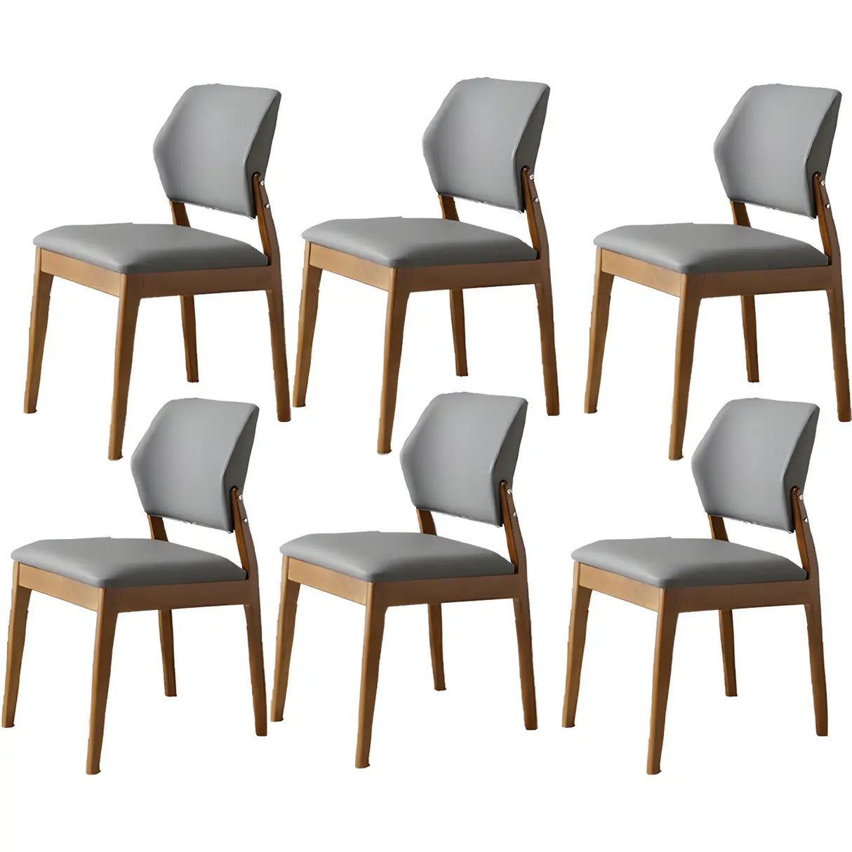 Faux Leather Upholstered Wooden Frame Dining Side Chair Image - 47