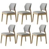 Faux Leather Upholstered Wooden Frame Dining Side Chair Image - 52