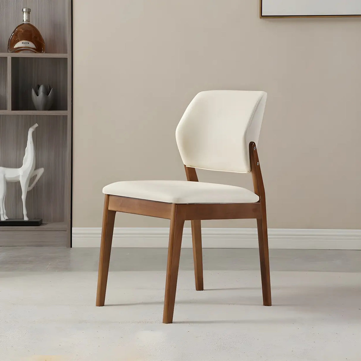 Faux Leather Upholstered Wooden Frame Dining Side Chair Image - 54