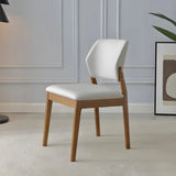 Faux Leather Upholstered Wooden Frame Dining Side Chair Image - 59