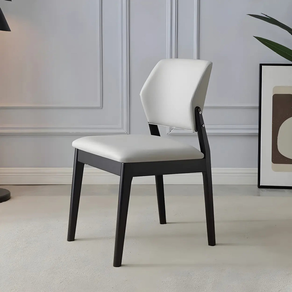 Faux Leather Upholstered Wooden Frame Dining Side Chair Image - 64