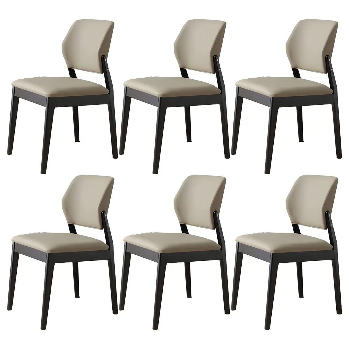 Faux Leather Upholstered Wooden Frame Dining Side Chair Image - 8