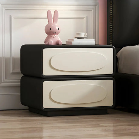 Faux Leather Wood Short Height Drawers Kids Nightstand Image - 1