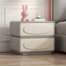 Faux Leather Wood Short Height Drawers Kids Nightstand Image - 5