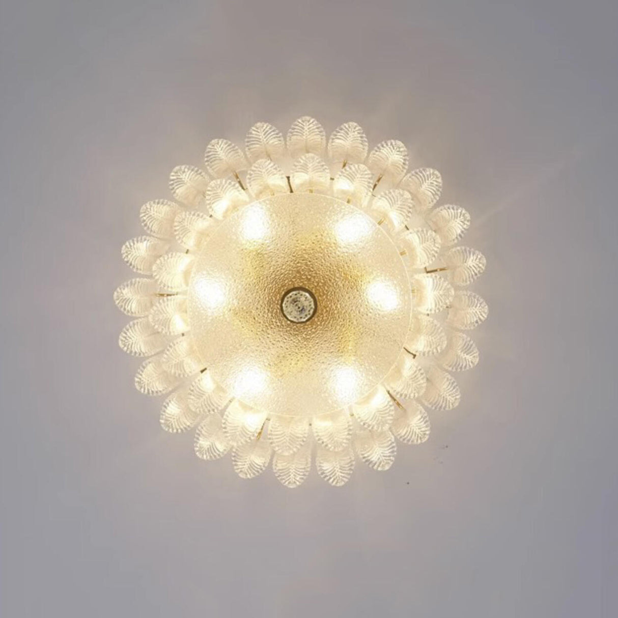 Feather Clear Glass Cylinder Flush Mount Ceiling Light Image - 9