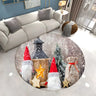 Festive Round Polyester Christmas Red Area Rug Image - 2