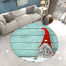 Festive Round Polyester Christmas Red Area Rug Image - 5