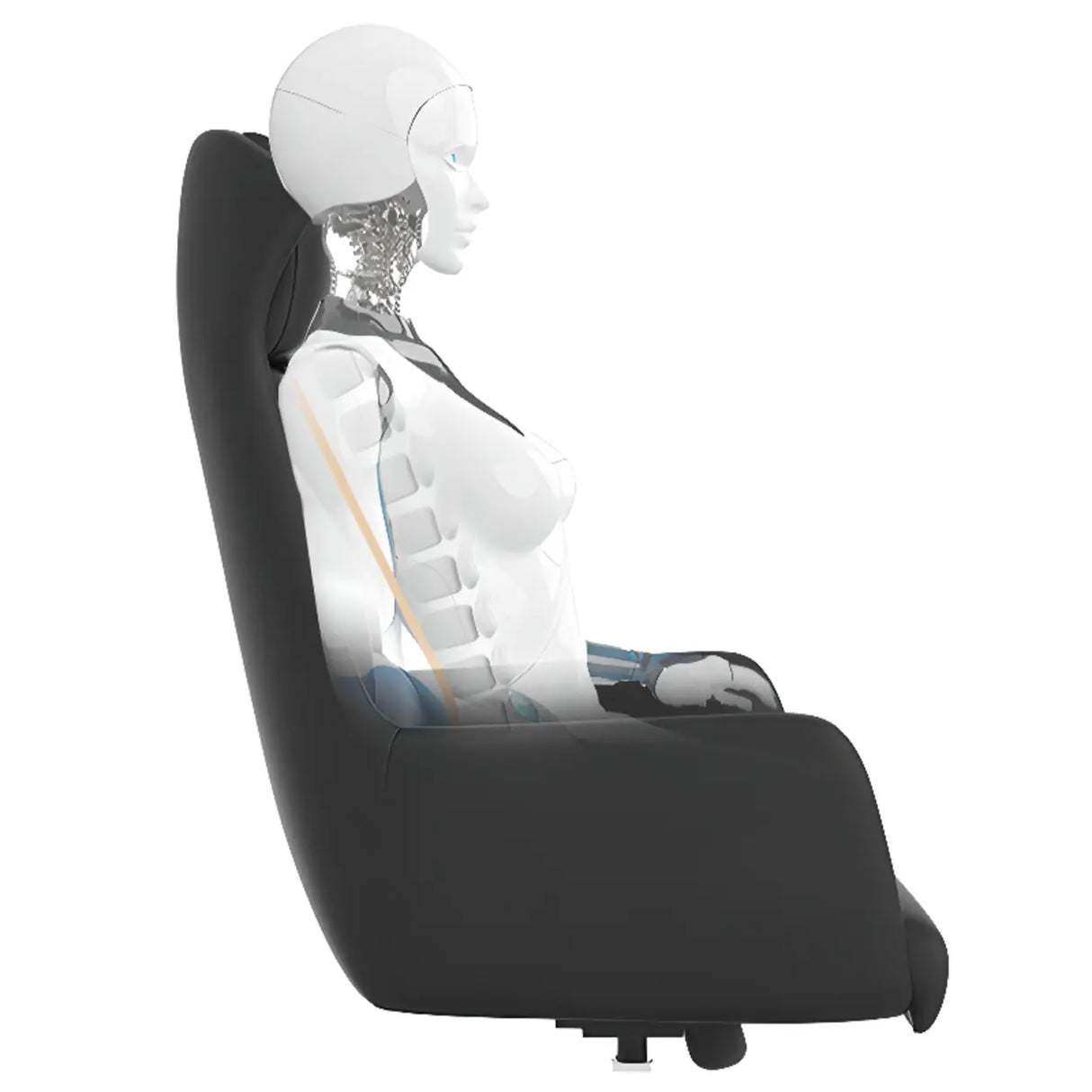 Fixed Arm Black Adjustable Ergonomic Leather Office Chair Image - 11