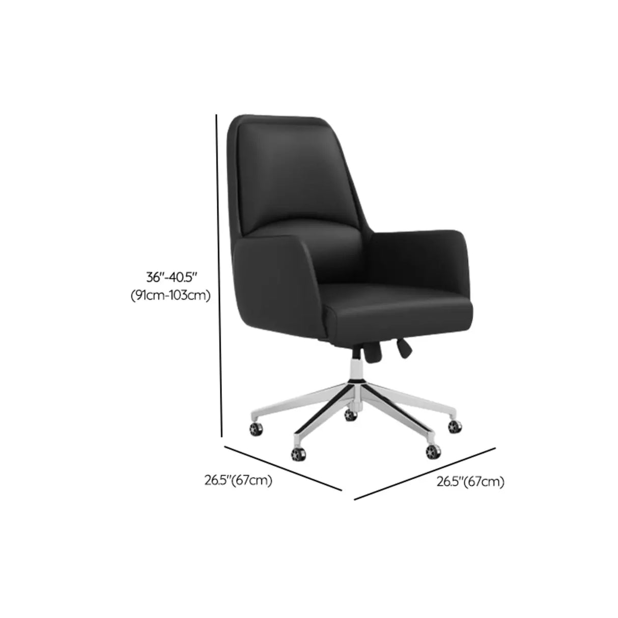 Fixed Arm Black Adjustable Ergonomic Leather Office Chair Image - 16