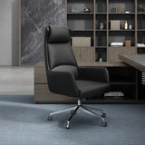 Fixed Arm Black Adjustable Ergonomic Leather Office Chair Image - 2