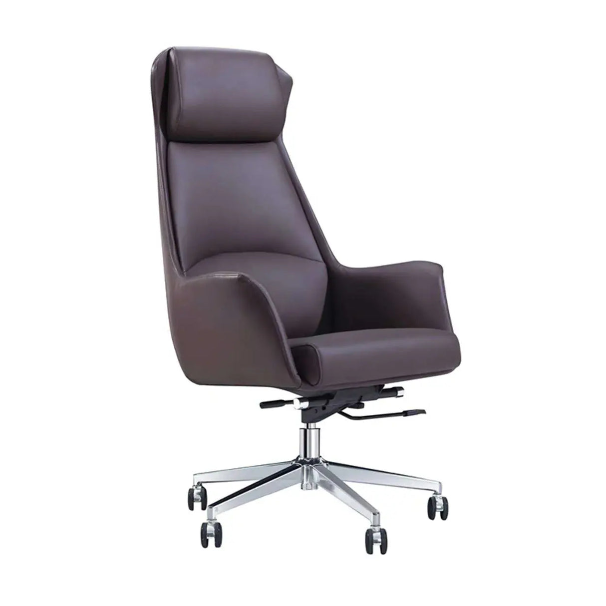 Fixed Arm Black Adjustable Ergonomic Leather Office Chair Image - 7
