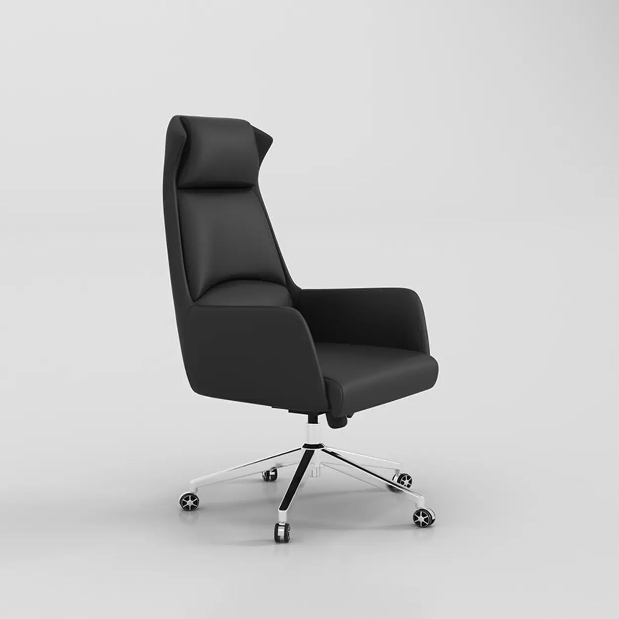 Fixed Arm Black Adjustable Ergonomic Leather Office Chair Image - 8