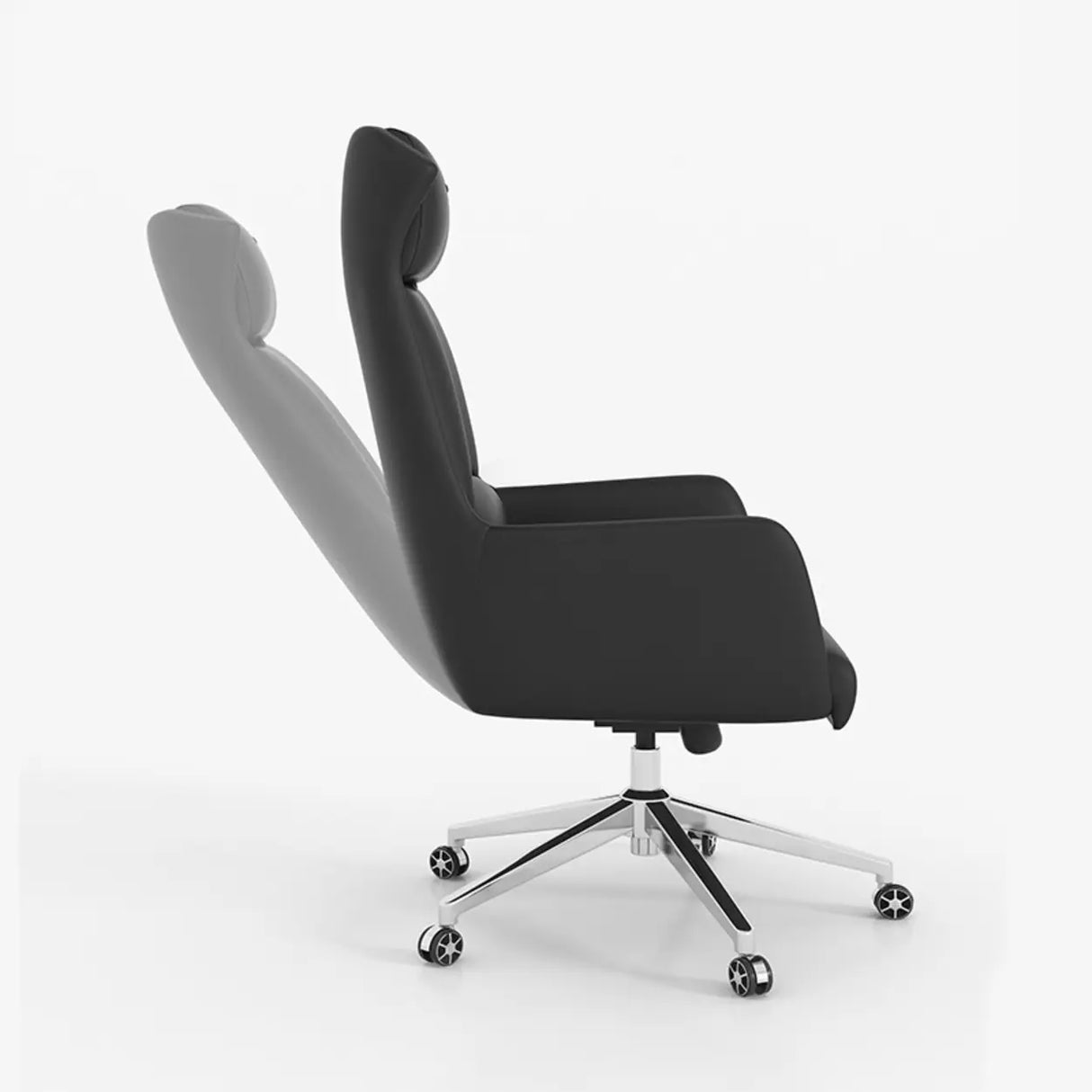 Fixed Arm Black Adjustable Ergonomic Leather Office Chair Image - 9
