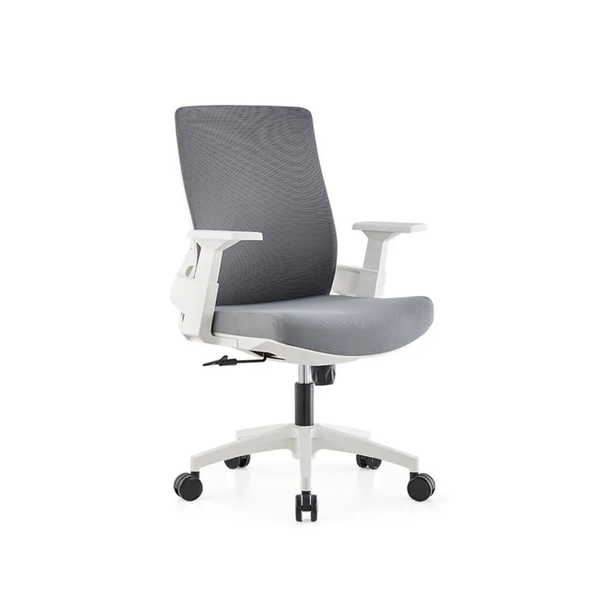 Fixed Arms Grey Ergonomic Fabric Office Chair with Wheels Image - 3
