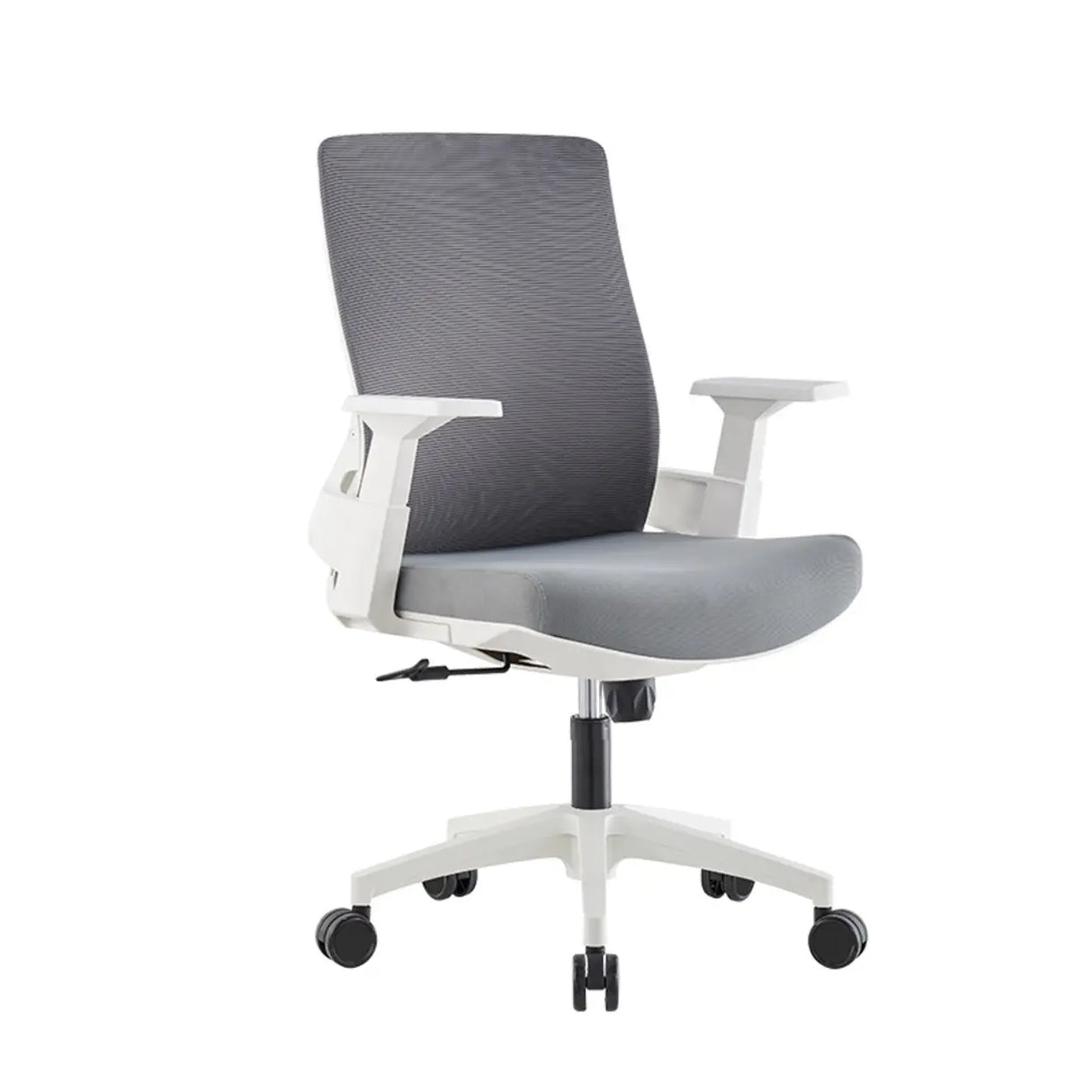 Fixed Arms Grey Ergonomic Fabric Office Chair with Wheels Image - 6