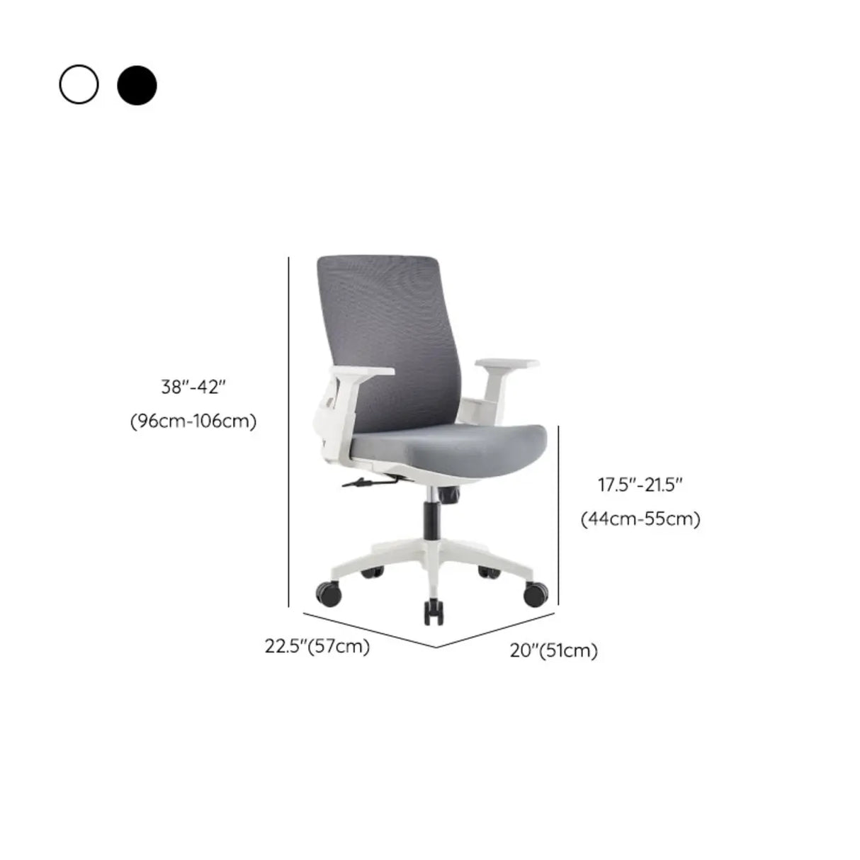 Fixed Arms Grey Ergonomic Fabric Office Chair with Wheels 