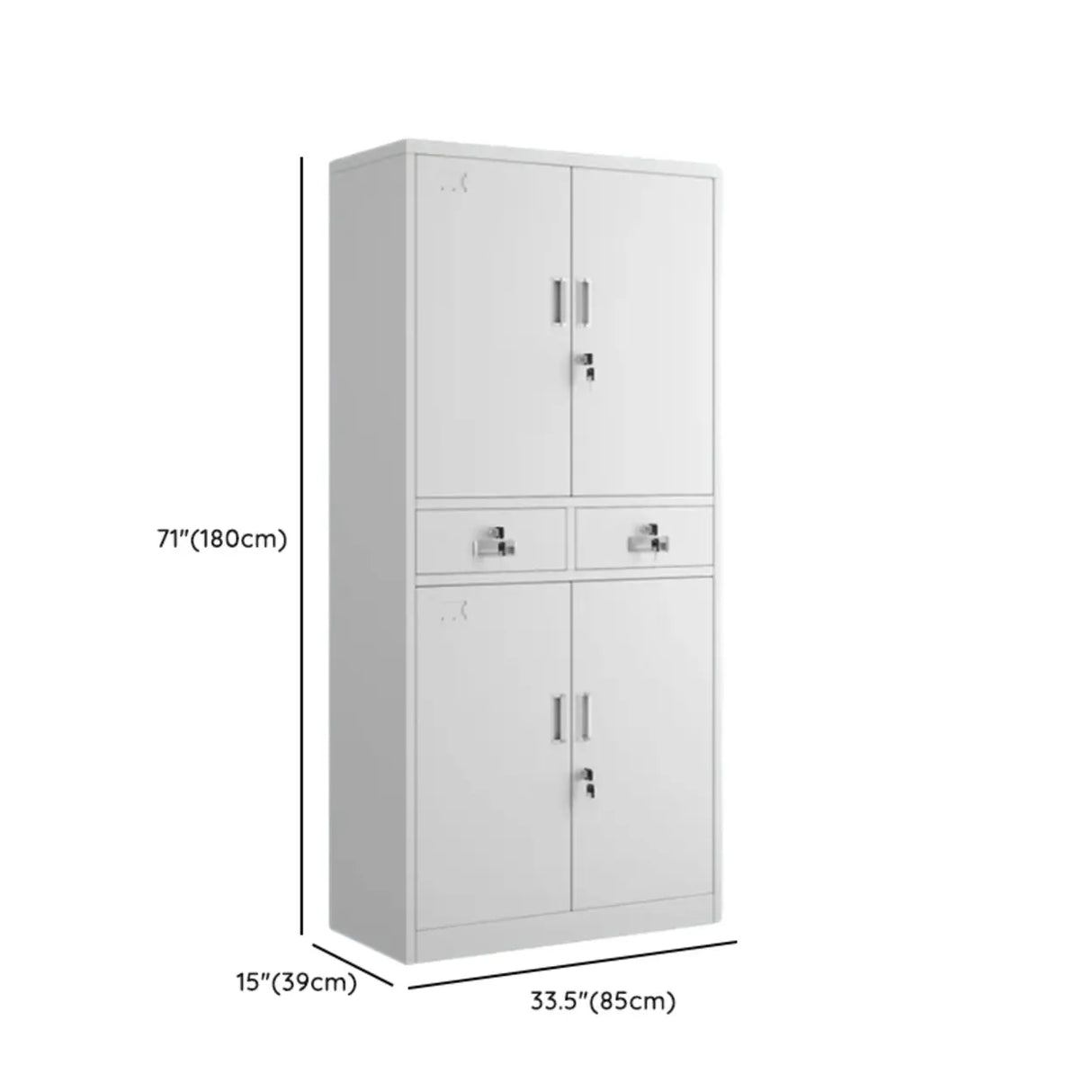 Flameproof White Steel Vertical Filing Cabinet with Key Lock 