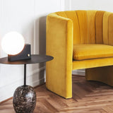 Flannel Fabric Tight Back Foam Fill Sled Arm Chair Image - 12