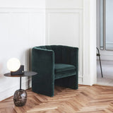 Flannel Fabric Tight Back Foam Fill Sled Arm Chair Image - 5