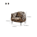 Flannel Fixed Back Floral Pattern Four Legs Arm Chair #size