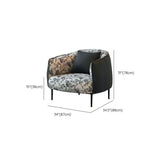 Flannel Fixed Back Floral Pattern Four Legs Arm Chair Image - 24