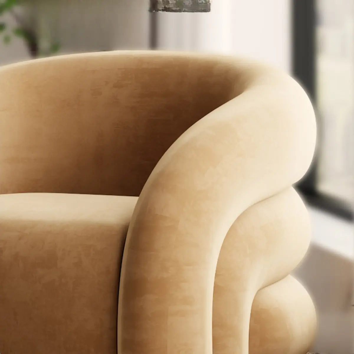 Flannel Sloped Arms Fixed Back Wood Sled Accent Chair Image - 10