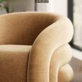 Flannel Sloped Arms Fixed Back Wood Sled Accent Chair Image - 10