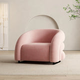 Flannel Sloped Arms Fixed Back Wood Sled Accent Chair Image - 5
