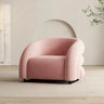 Flannel Sloped Arms Fixed Back Wood Sled Accent Chair Image - 5