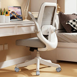 Flip Arm White Ergonomic Mesh Swivel Task Office Chair Image - 11