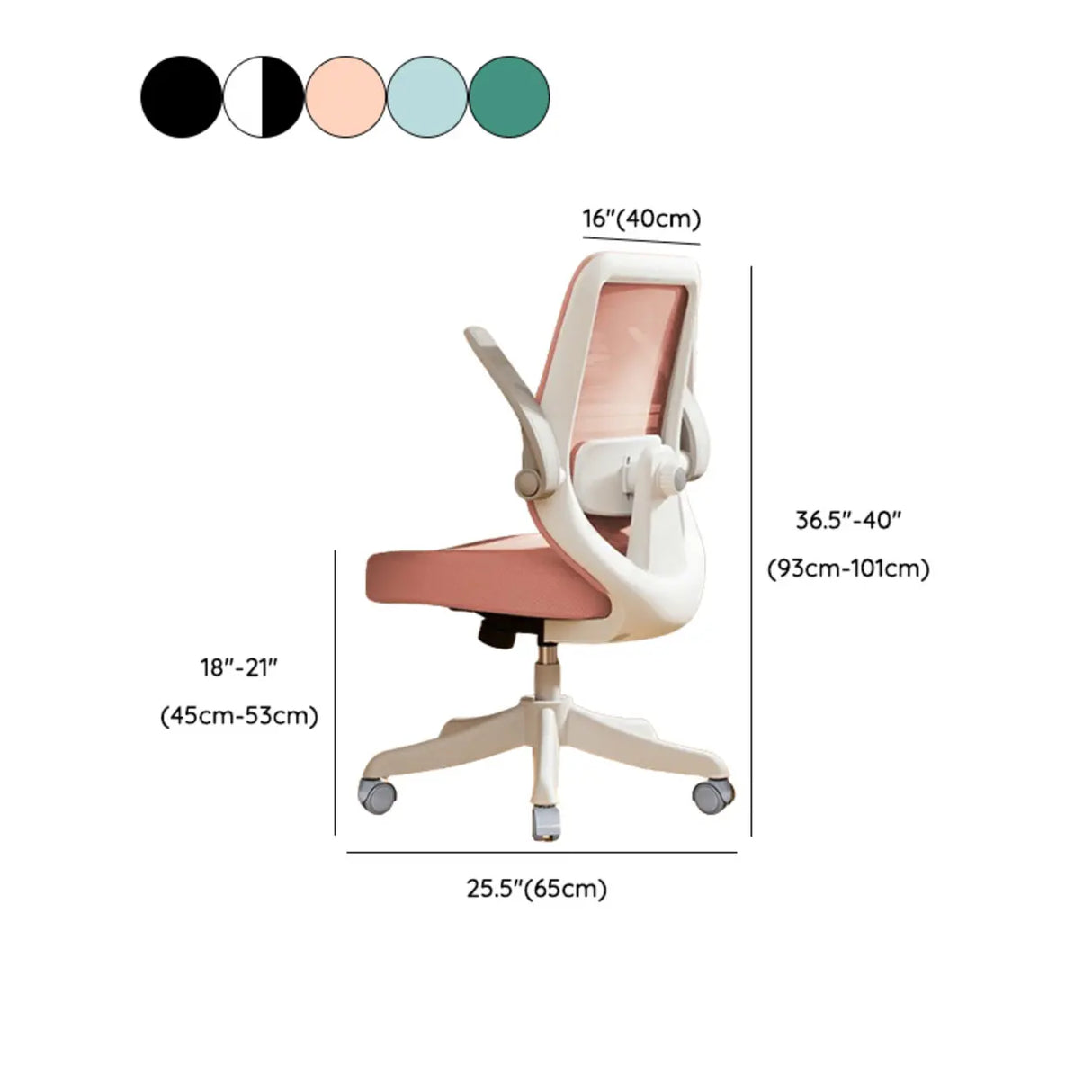 Flip Arm White Ergonomic Mesh Swivel Task Office Chair Image - 20