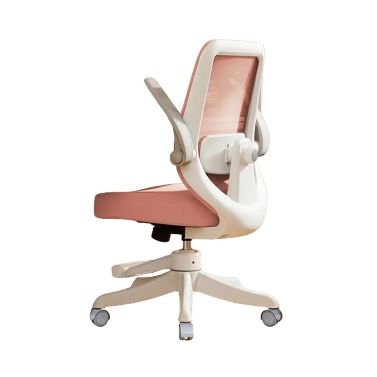 Flip Arm White Ergonomic Mesh Swivel Task Office Chair Image - 9